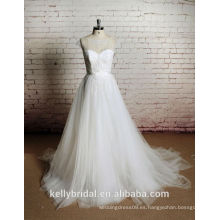 ZM 16057 Blanco Una línea de vestidos de novia 2016 Estilos más tamaño Verano Simple Tulle Robe De Mariee Cheap Casual Beading vestido de novia